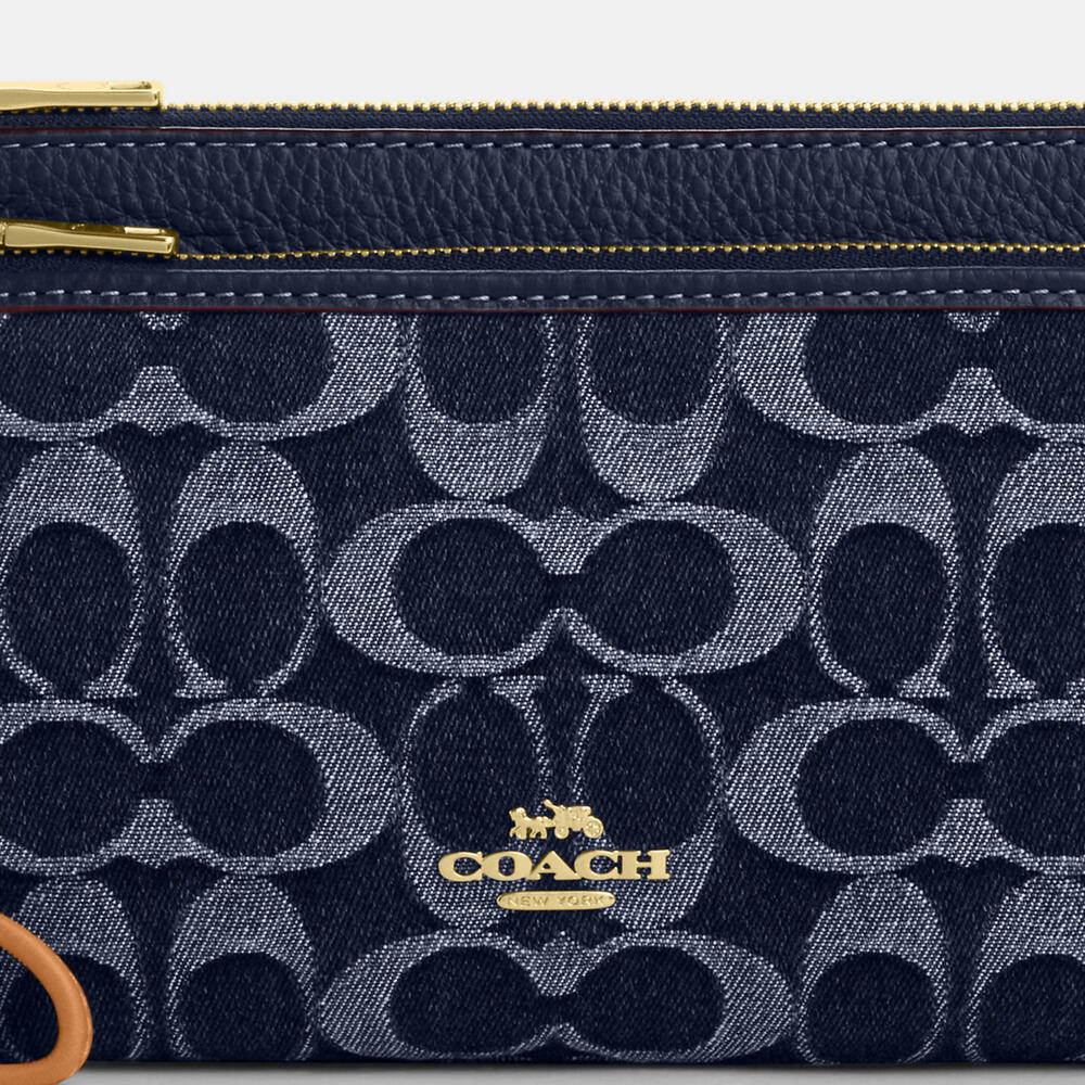 Double Zip Wallet In Signature Denim